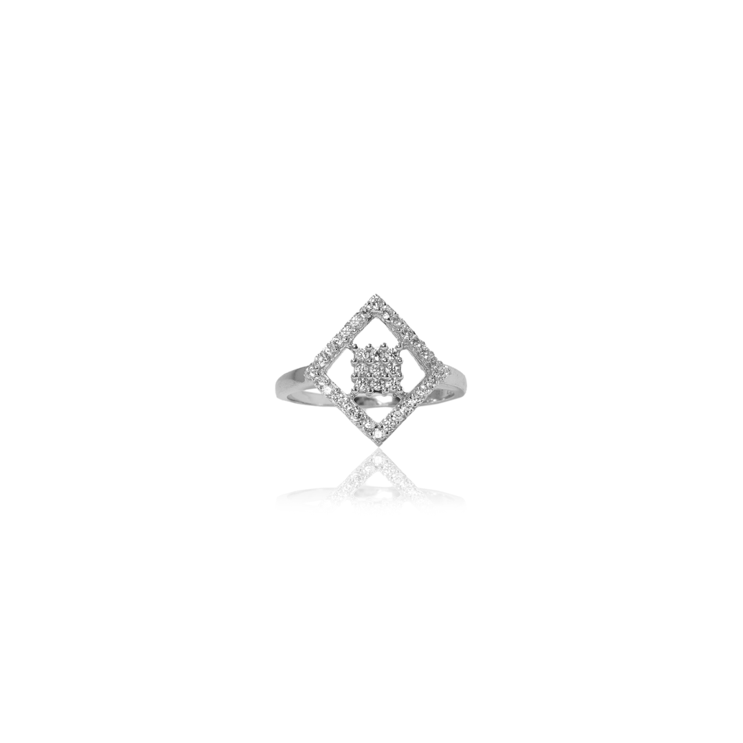 925 Silver Diamond Square Ring for Women | Gift Jewelry