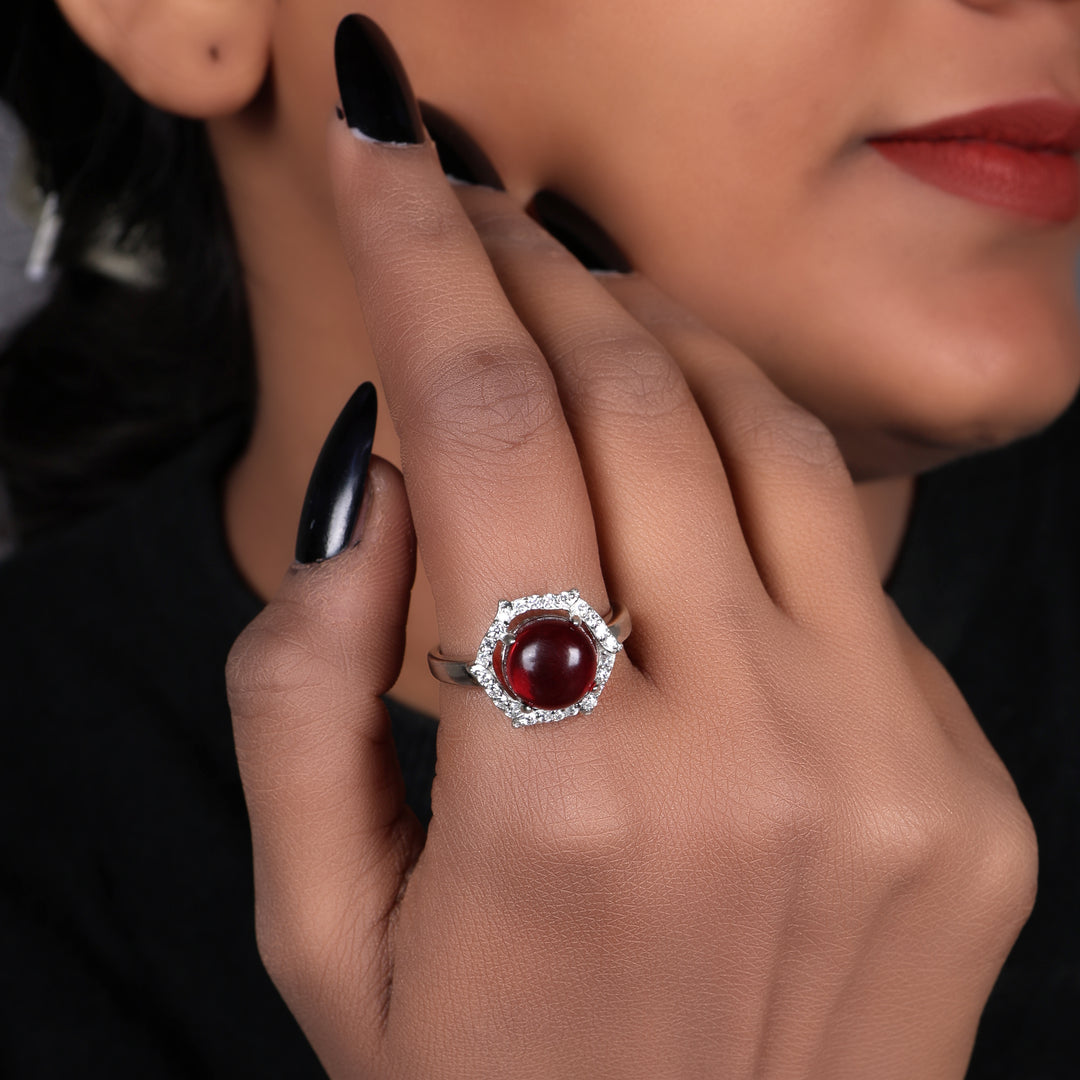 Silver Ruby Ring for Women | Gemstone Ring | Gift