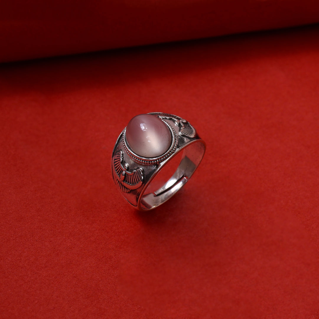 Anillo de cuarzo rosa en plata 925 para mujer | Joyería con piedras preciosas