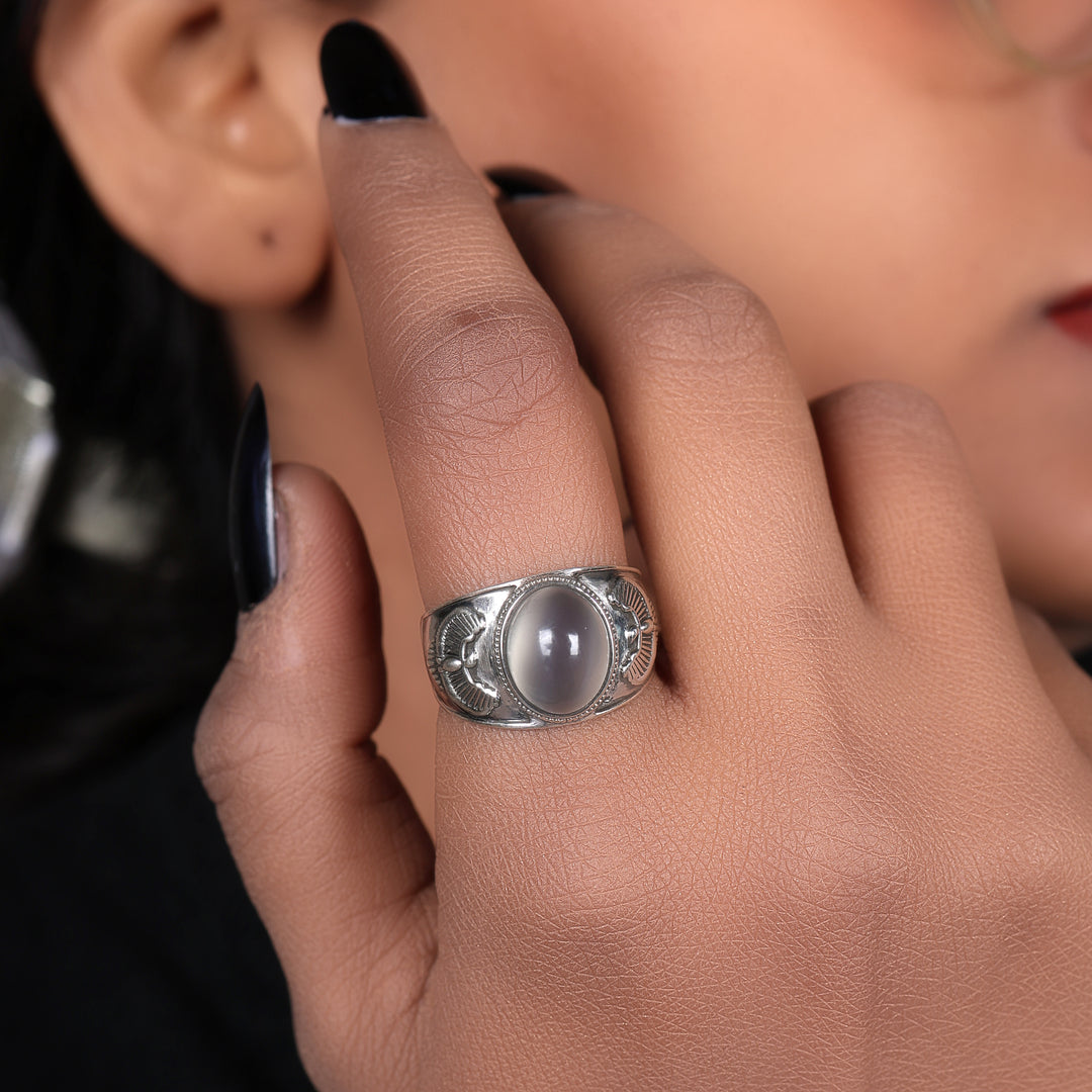 Anillo de cuarzo rosa en plata 925 para mujer | Joyería con piedras preciosas