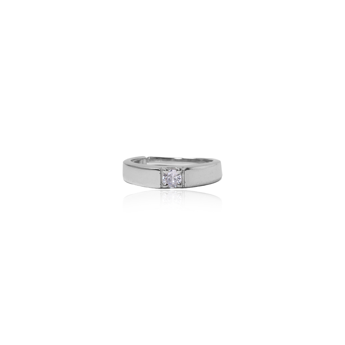 Anillo solitario de plata para mujer | anillo de diamante de talla cuadrada