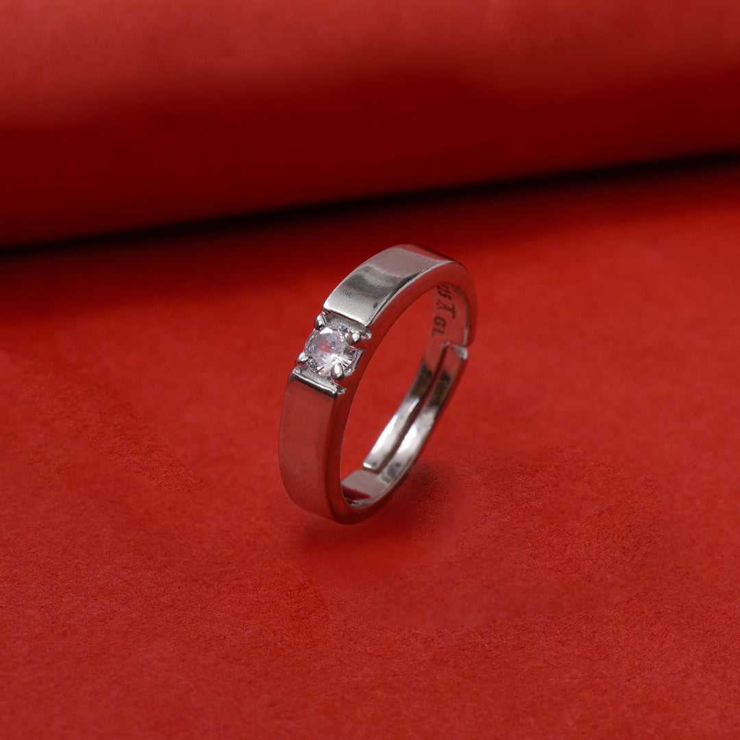 Anillo solitario de plata para mujer | Anillo de diamante de talla cuadrada