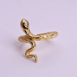 将图像加载到图库查看器中， Gold Plated Snake Wrap Ring | Adjustable Coiled Serpent Jewelry for Women
