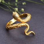 将图像加载到图库查看器中， Gold Plated Snake Wrap Ring | Adjustable Coiled Serpent Jewelry for Women
