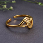 将图像加载到图库查看器中， Gold Plated Open Ring with Intertwined Leaf Motif for Women
