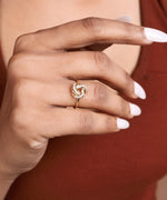 将图像加载到图库查看器中， Gold Plated Adjustable Knot Ring with Cubic Zirconia Stones
