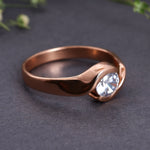 将图像加载到图库查看器中， Rose Gold Plated Solitaire Ring with White Cubic Zirconia Stone for Women

