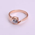 将图像加载到图库查看器中， Rose Gold Plated Solitaire Ring with White Cubic Zirconia Stone for Women
