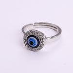 Load image into Gallery viewer, Sterling Silver Adjustable Evil Eye Ring with CZ Accents for Women
