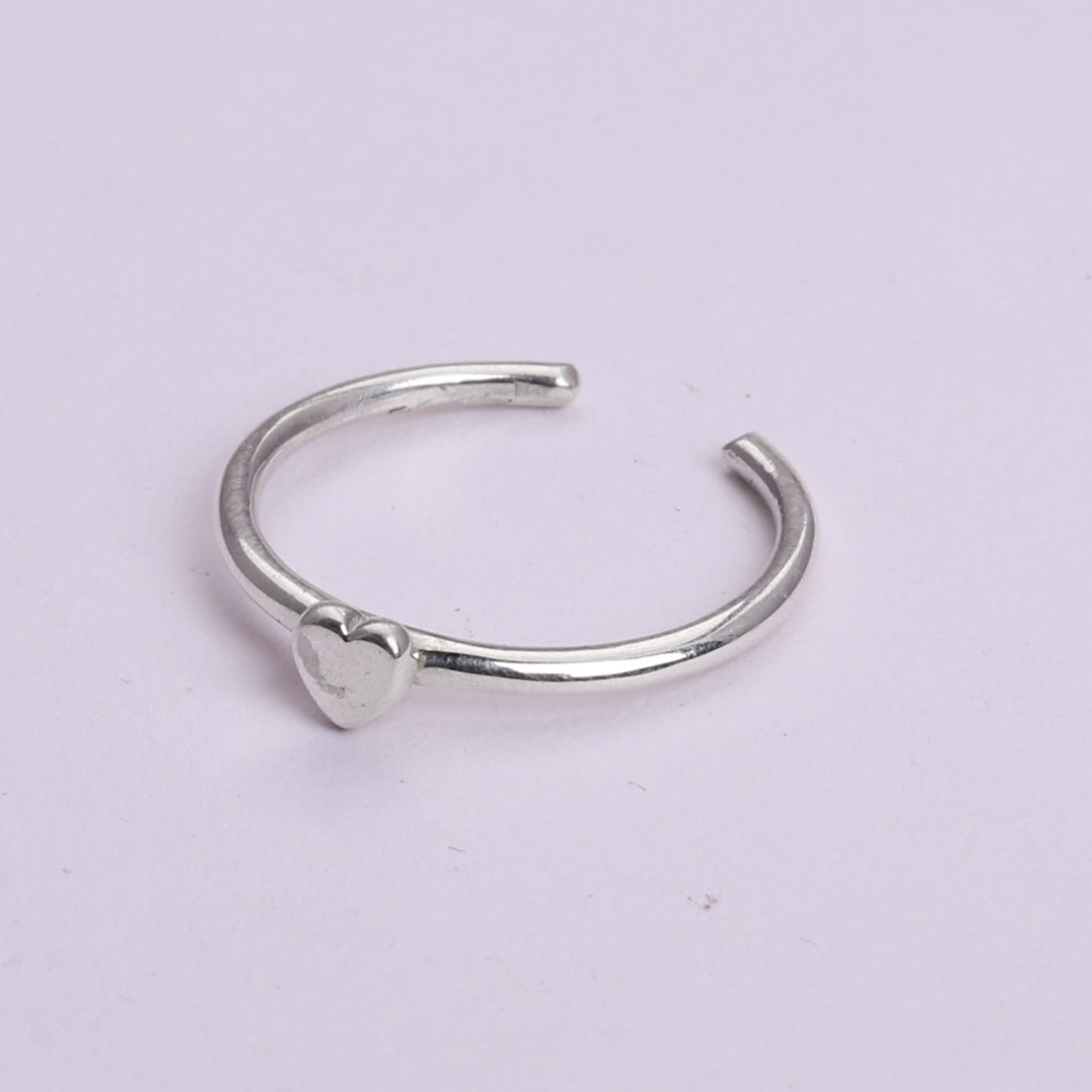 Sterling Silver Open Heart Adjustable Ring for Women | Minimalist Jewelry