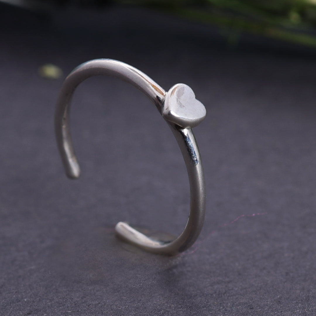Sterling Silver Open Heart Adjustable Ring for Women | Minimalist Jewelry