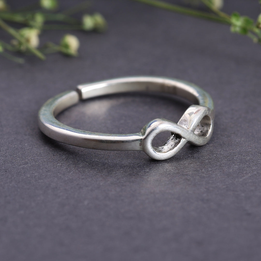 925 Sterling Silver Infinity Adjustable Ring for Women | Minimalist Band