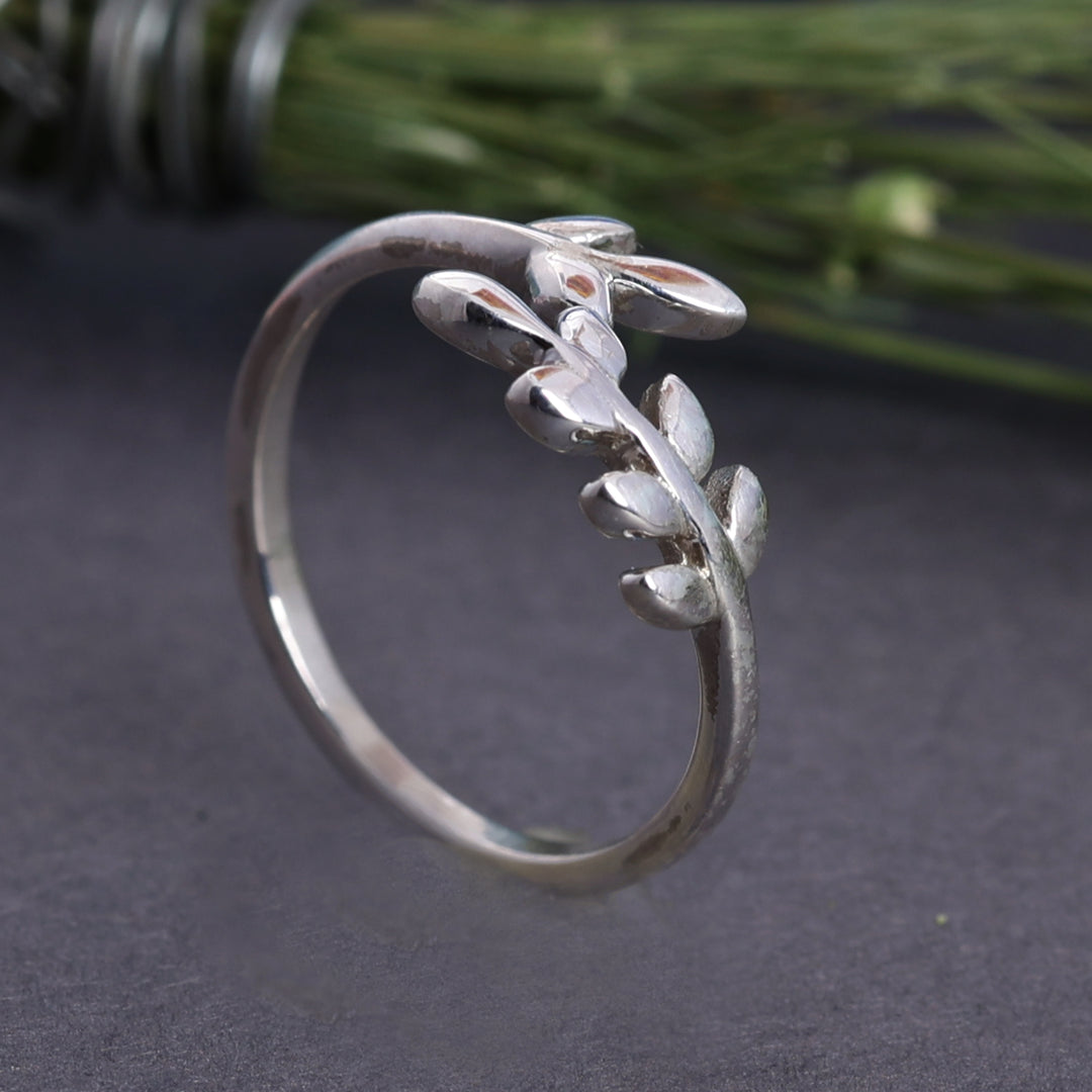 925 Sterling Silver Olive Branch Wrap Ring for Women | Minimalist Band
