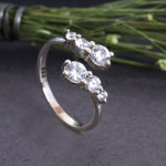 Load image into Gallery viewer, 925 Sterling Silver Open Wrap Ring with CZ Stones | Adjustable Band
