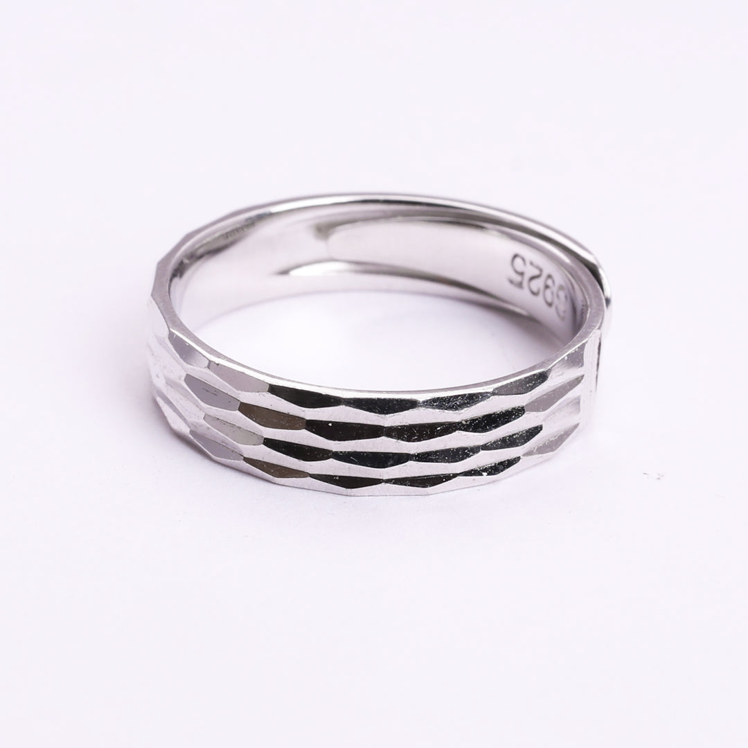 925 Sterling Silver Hammered Band Ring | Modern Geometric Design