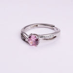 Load image into Gallery viewer, 925 Sterling Silver Adjustable Ring with Pink Solitaire Cubic Zirconia
