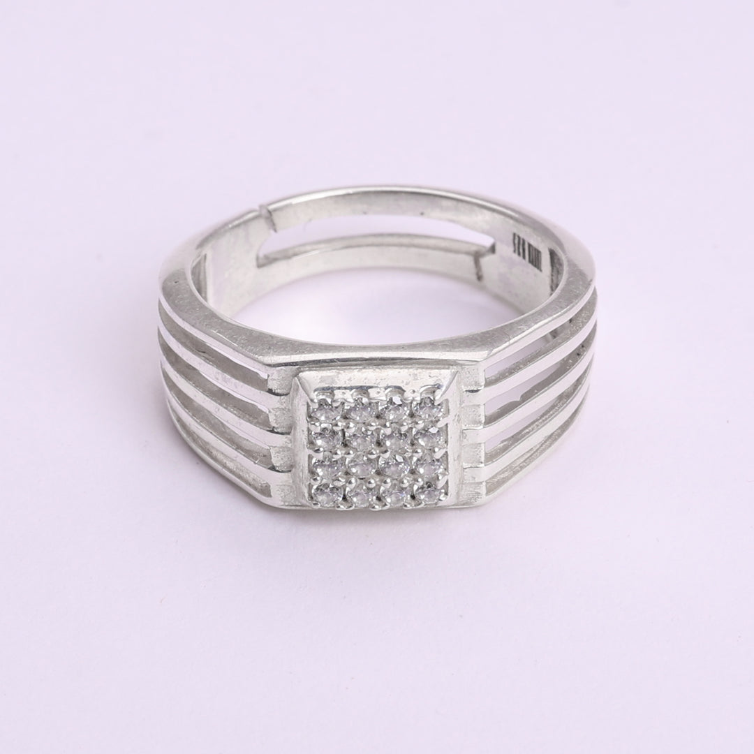 925 Sterling Silver Men's Diamond Cluster Ring | Modern Band Style