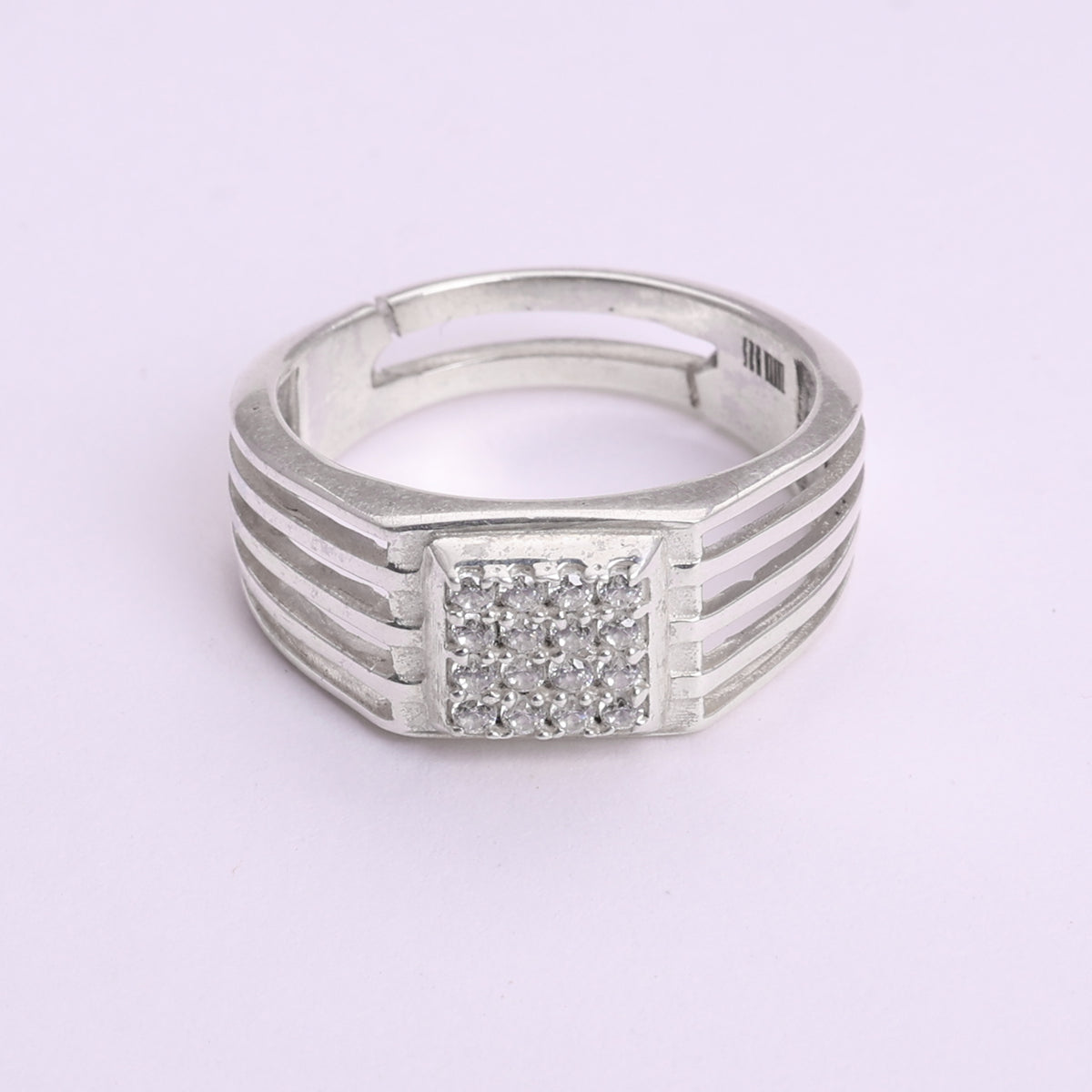 925 sterling silver men's diamond cluster ring | modern band style