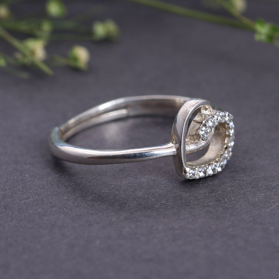 925 Sterling Silver Adjustable Ring with Clear CZ Accent Stones