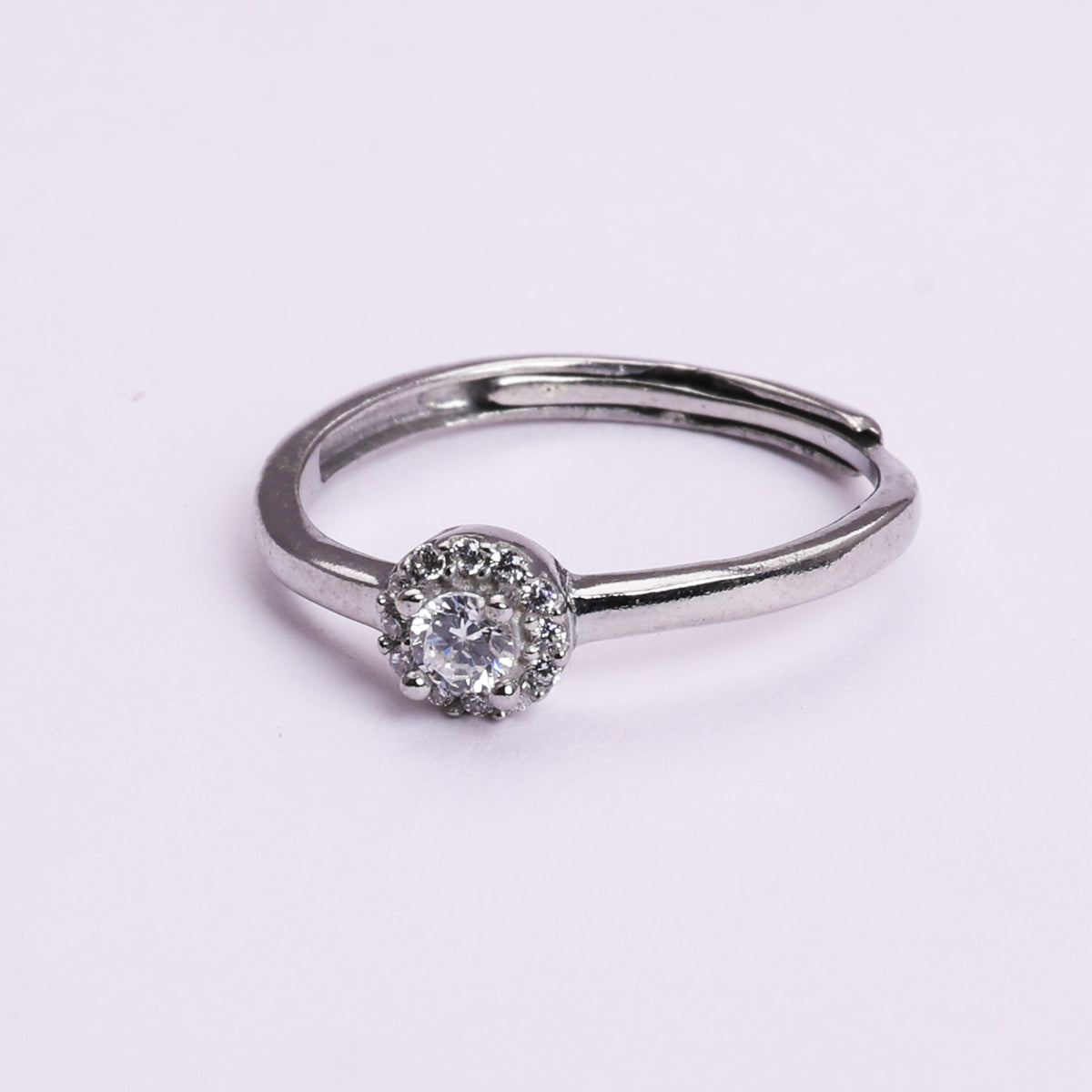 925 sterling silver solitaire cubic zirconia adjustable ring for women