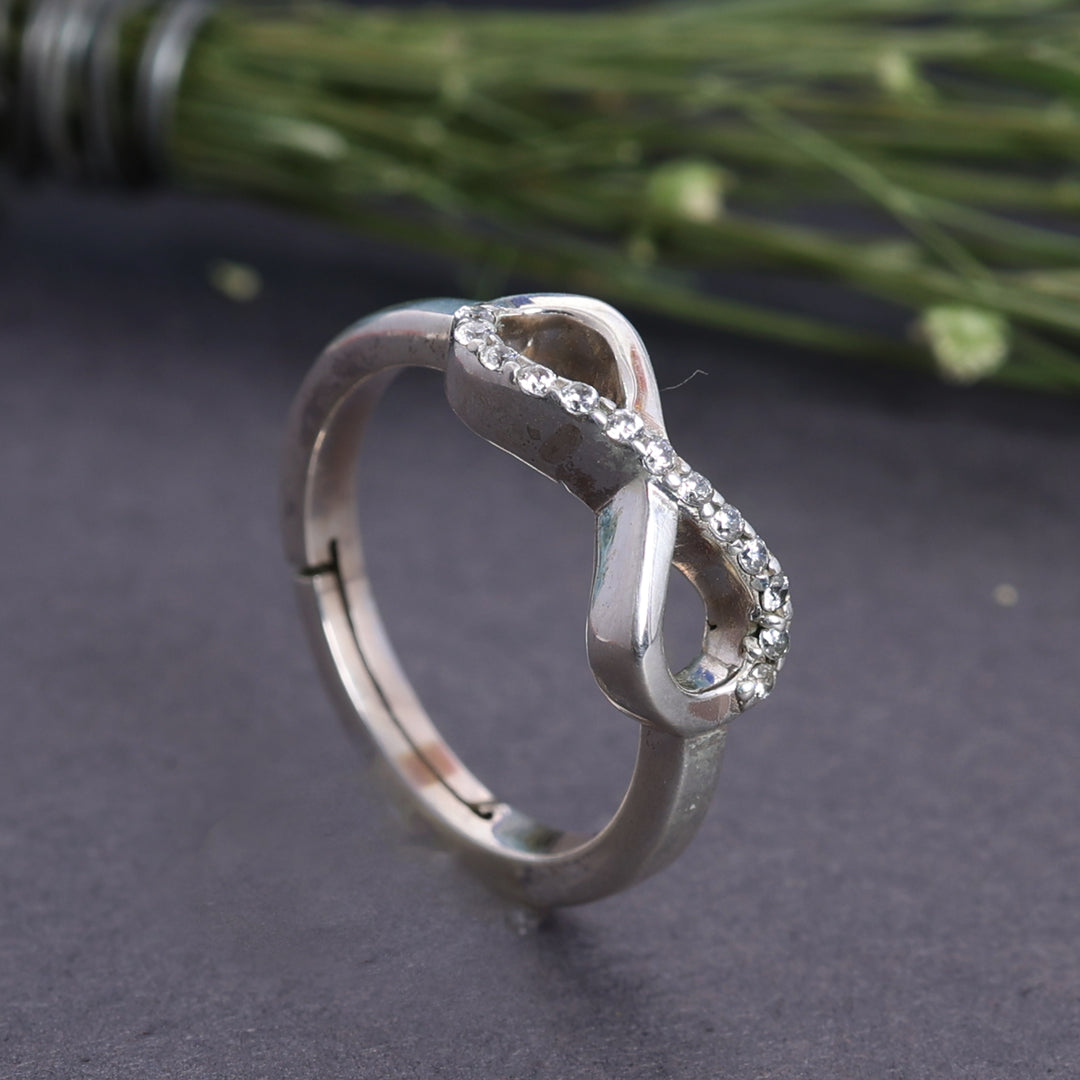 Adjustable Sterling Silver Infinity Ring with CZ Stones | Gift Jewelry