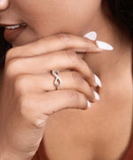 Load image into Gallery viewer, Adjustable Sterling Silver Infinity Ring with CZ Stones | Gift Jewelry
