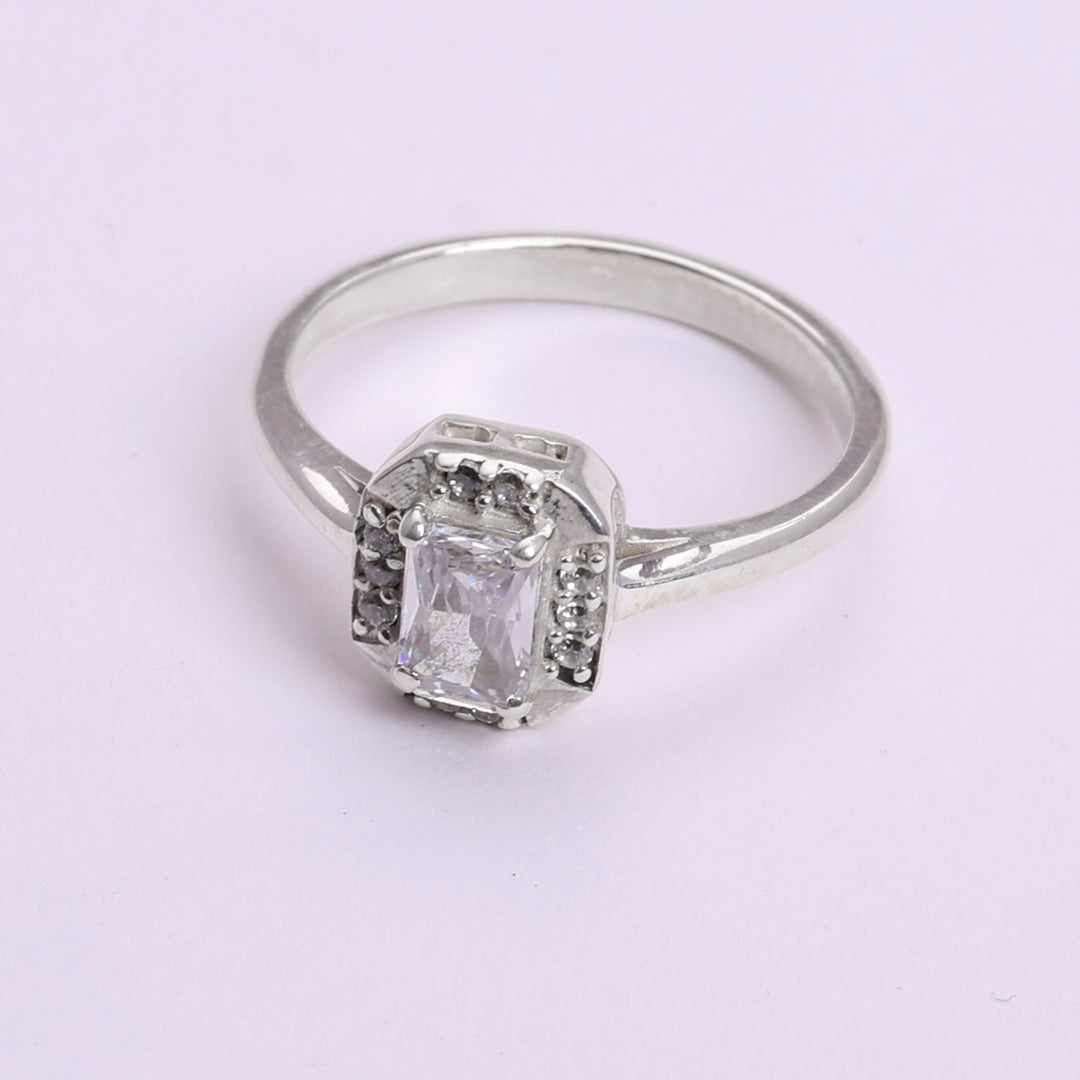 925 Sterling Silver Emerald Cut Solitaire Ring for Women