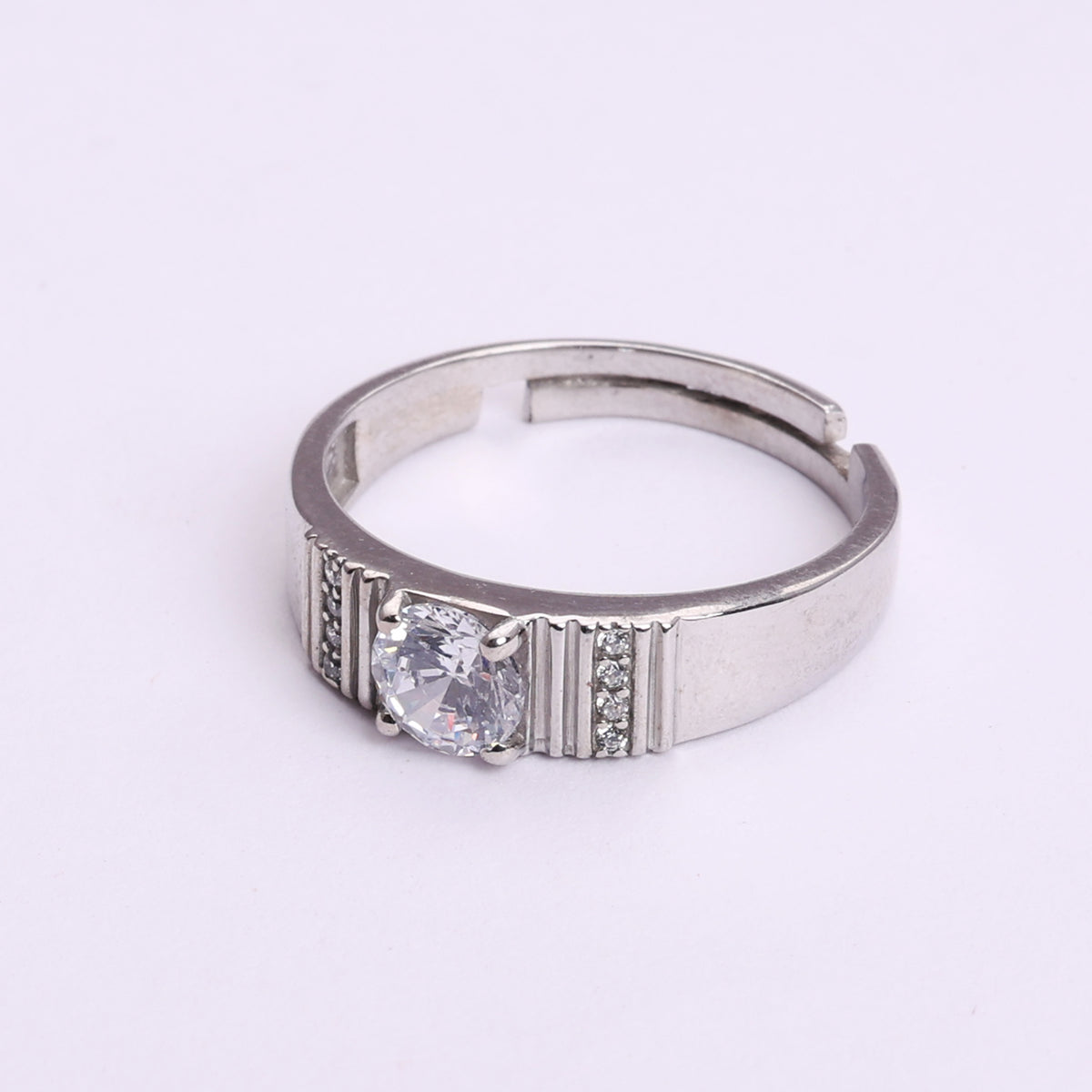 925 sterling silver adjustable solitaire diamond ring for men