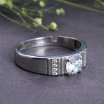 将图像加载到图库查看器中， 925 Sterling Silver Adjustable Solitaire Diamond Ring for Men
