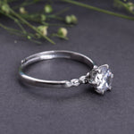 将图像加载到图库查看器中， 925 Sterling Silver Solitaire Ring with CZ Stone | Adjustable Band
