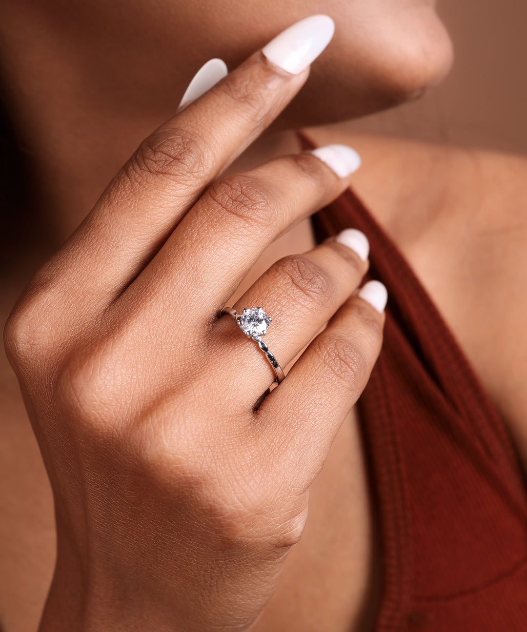 925 Sterling Silver Solitaire Ring with CZ Stone | Adjustable Band