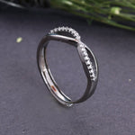将图像加载到图库查看器中， 925 Sterling Silver Infinity Bypass Ring with Clear Stones
