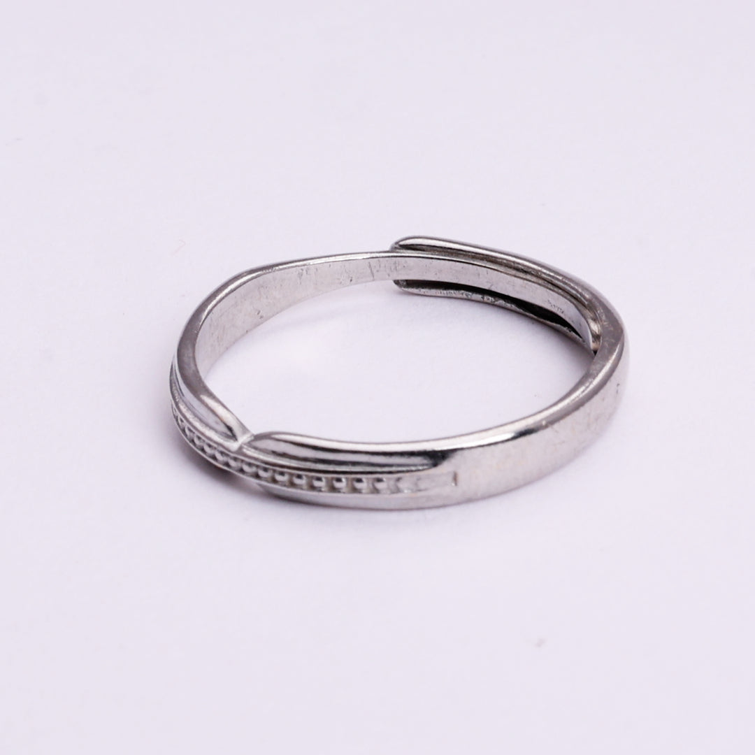 925 Sterling Silver Adjustable Open Ring with Pave Zircon Stones