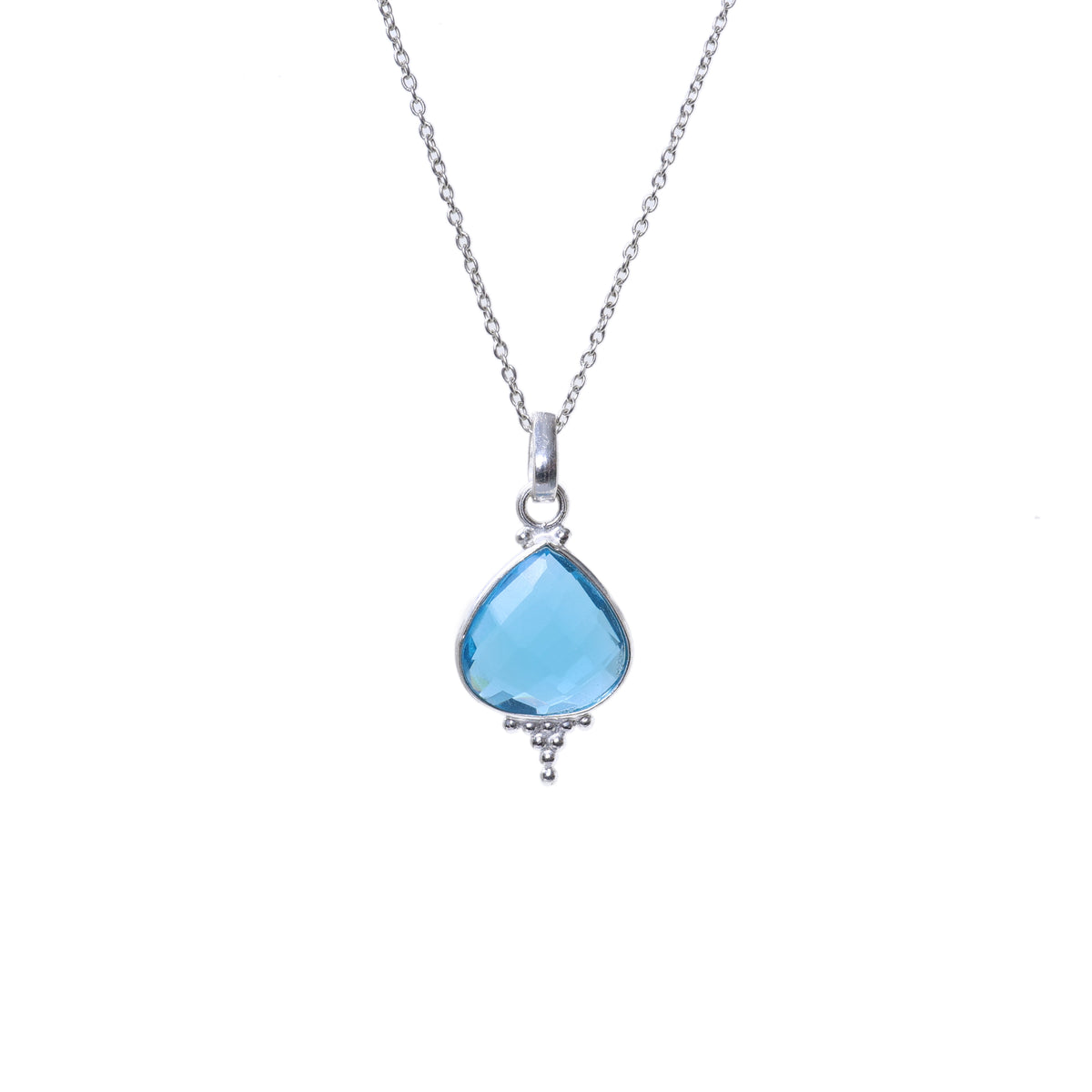925 silver blue topaz teardrop earrings & necklace set | gift for her