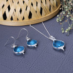 Load image into Gallery viewer, 925 Silver Blue Topaz Teardrop Earrings &amp; Necklace Set | Gift for Her
