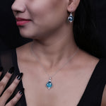 Load image into Gallery viewer, 925 Silver Blue Topaz Teardrop Earrings &amp; Necklace Set | Gift for Her
