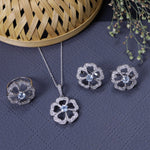 Load image into Gallery viewer, 925 Silver Flower Jewelry Set with Blue Gemstone | Women's Gift
