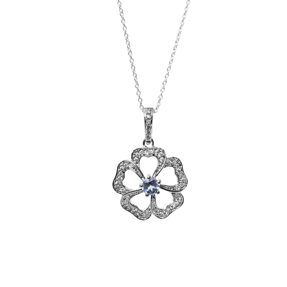 925 silver flower jewelry set with blue gemstone | women's gift
