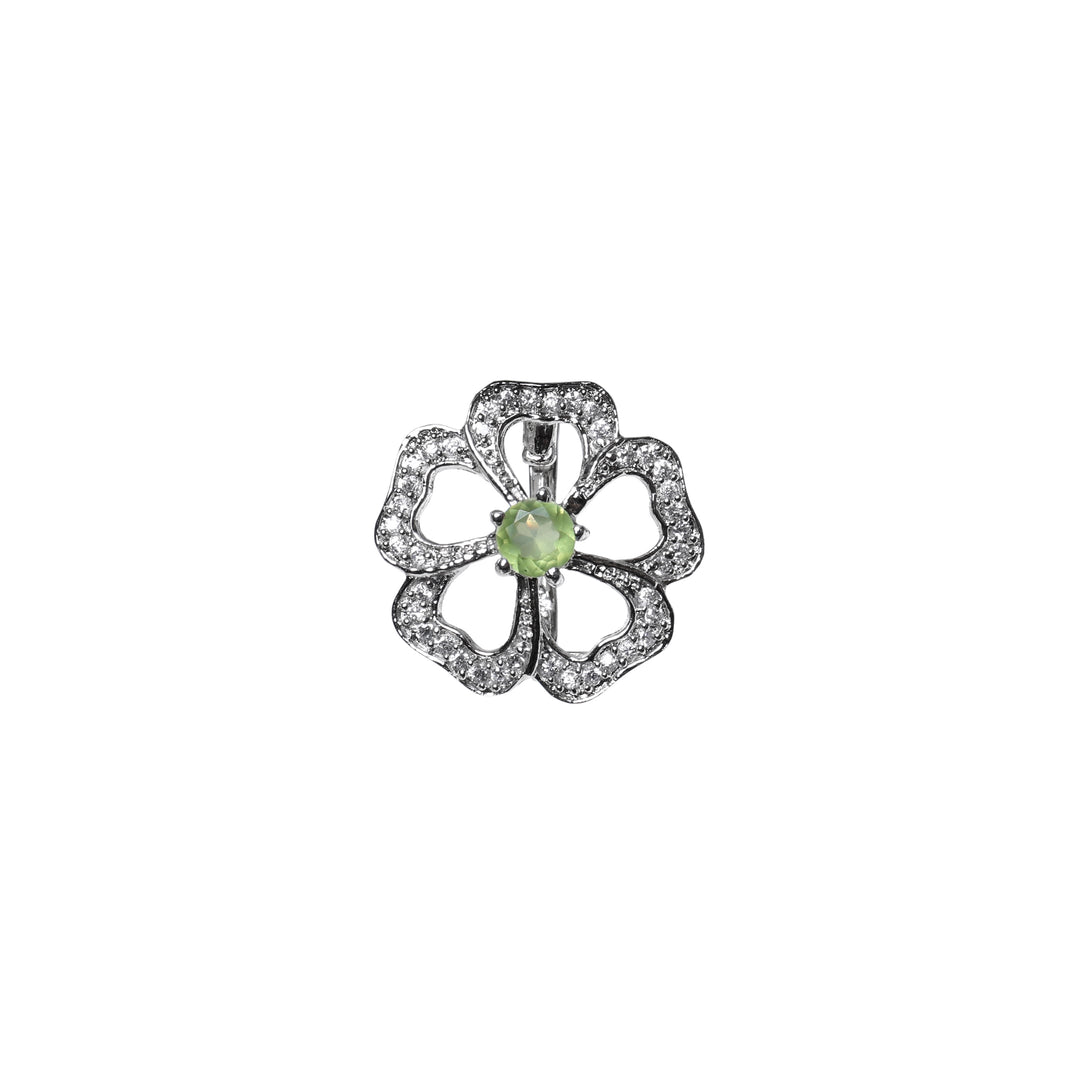925 Silver Flower Jewelry Set with Green Gemstone | Gift for Her