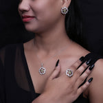 Load image into Gallery viewer, 925 Silver Flower Jewelry Set with Green Gemstone | Gift for Her
