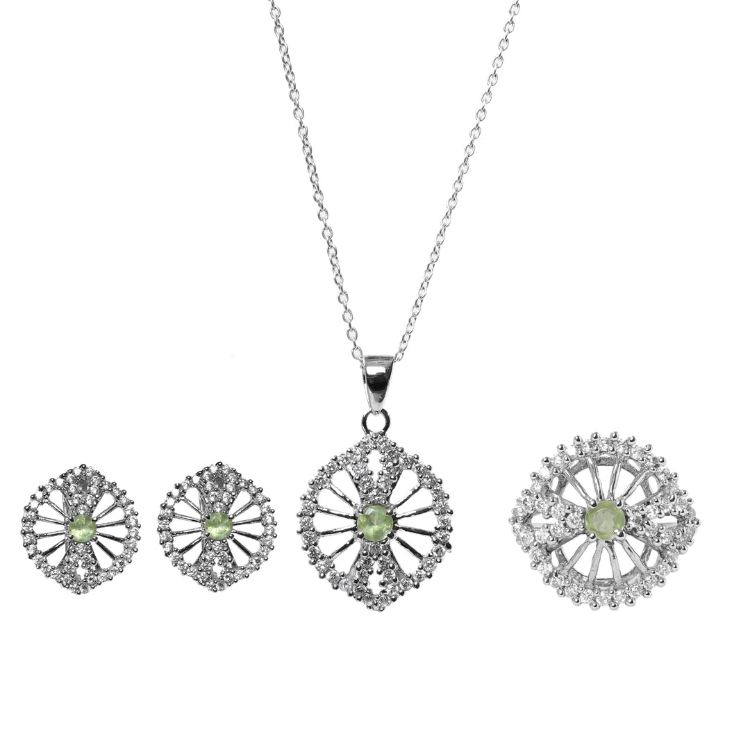 925 Silver Peridot Jewelry Set for Women | Gift for Her