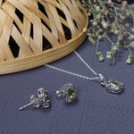 Load image into Gallery viewer, 925 Silver Peridot Jewelry Set | Earrings &amp; Necklace | Gift
