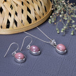 Load image into Gallery viewer, 925 Silver Rhodochrosite Jewelry Set | Gemstone Earrings &amp; Necklace for Women
