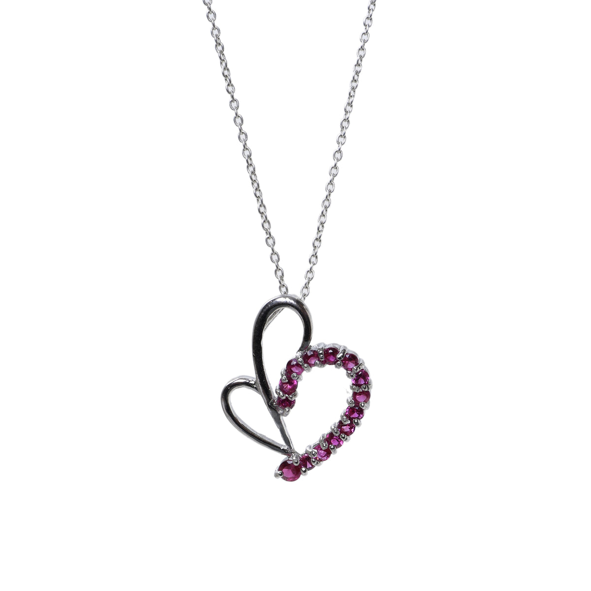 925 silver heart earrings & necklace set | ruby jewelry for women
