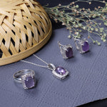 将图像加载到图库查看器中， 925 Silver Amethyst Jewelry Set for Women | Gift Idea
