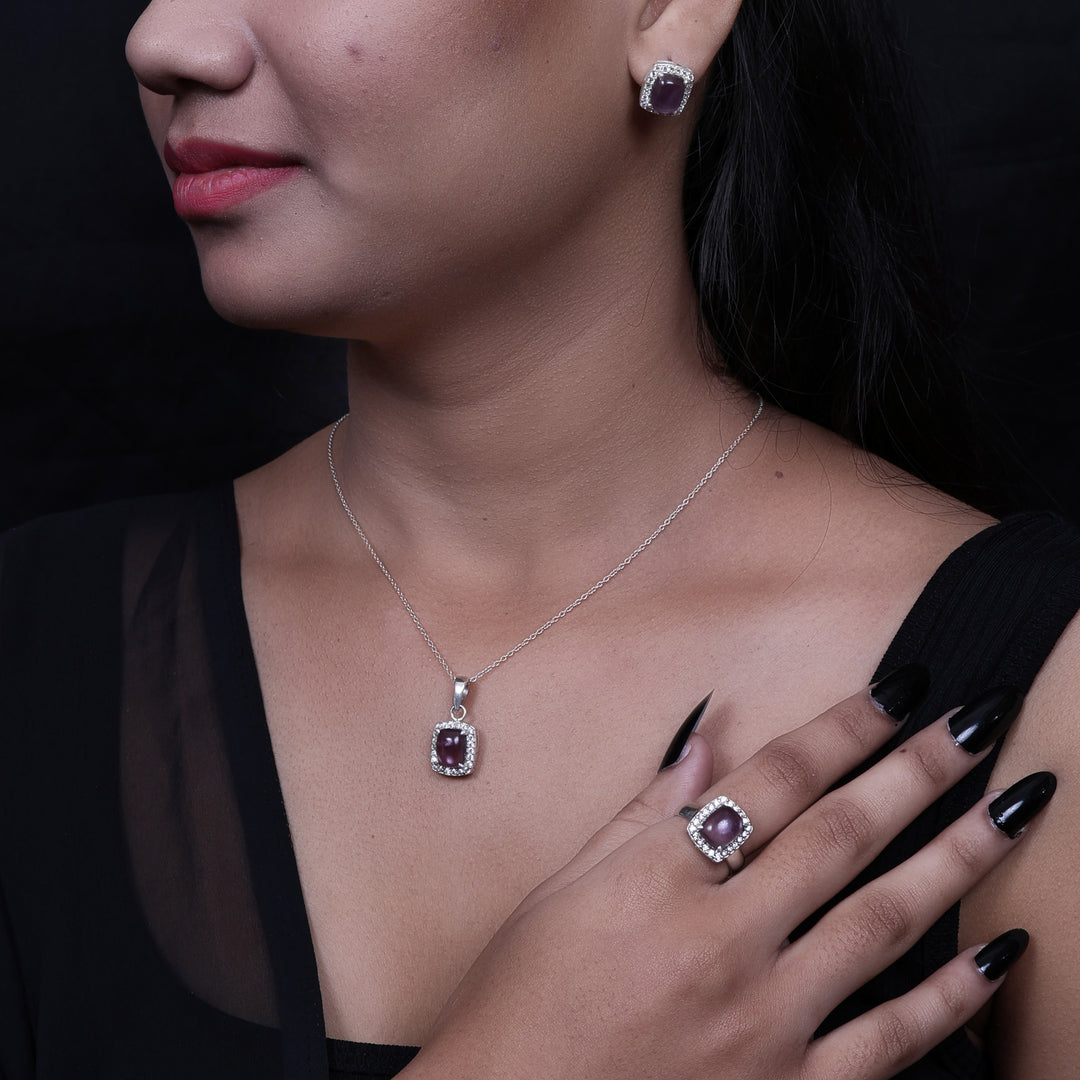 925 Silver Amethyst Jewelry Set for Women | Gift Idea