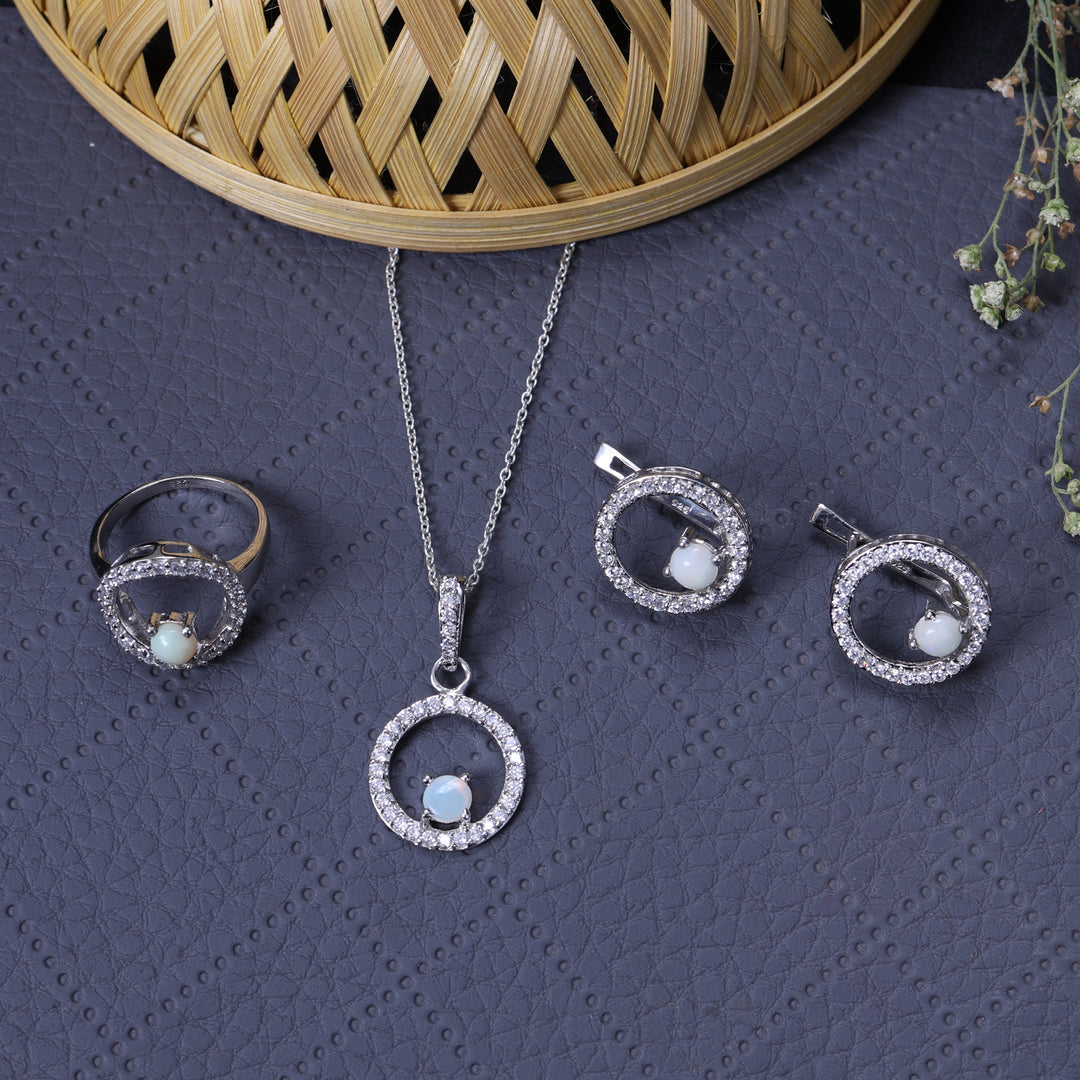 925 Silver Opal Jewelry Set for Women | Gift for Her