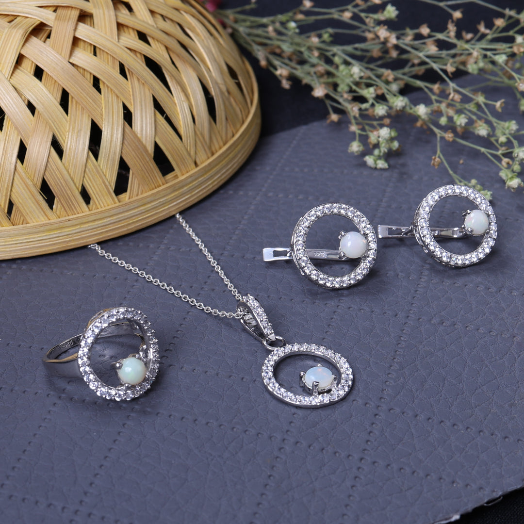 925 Silver Opal Jewelry Set for Women | Gift for Her
