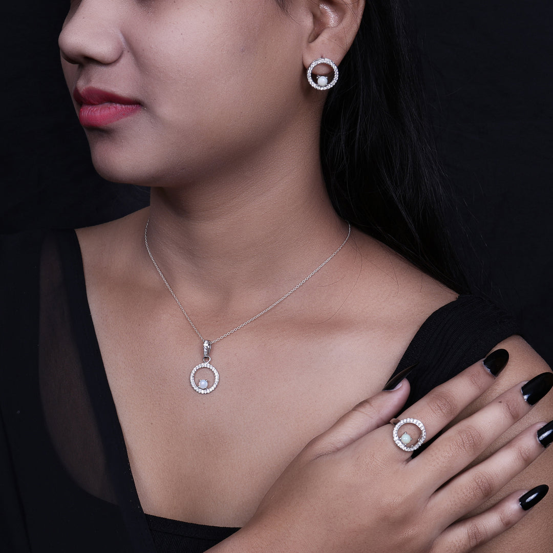 925 Silver Opal Jewelry Set for Women | Gift for Her