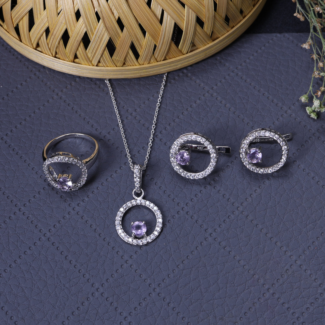 925 Silver Amethyst Jewelry Set for Women | Gift